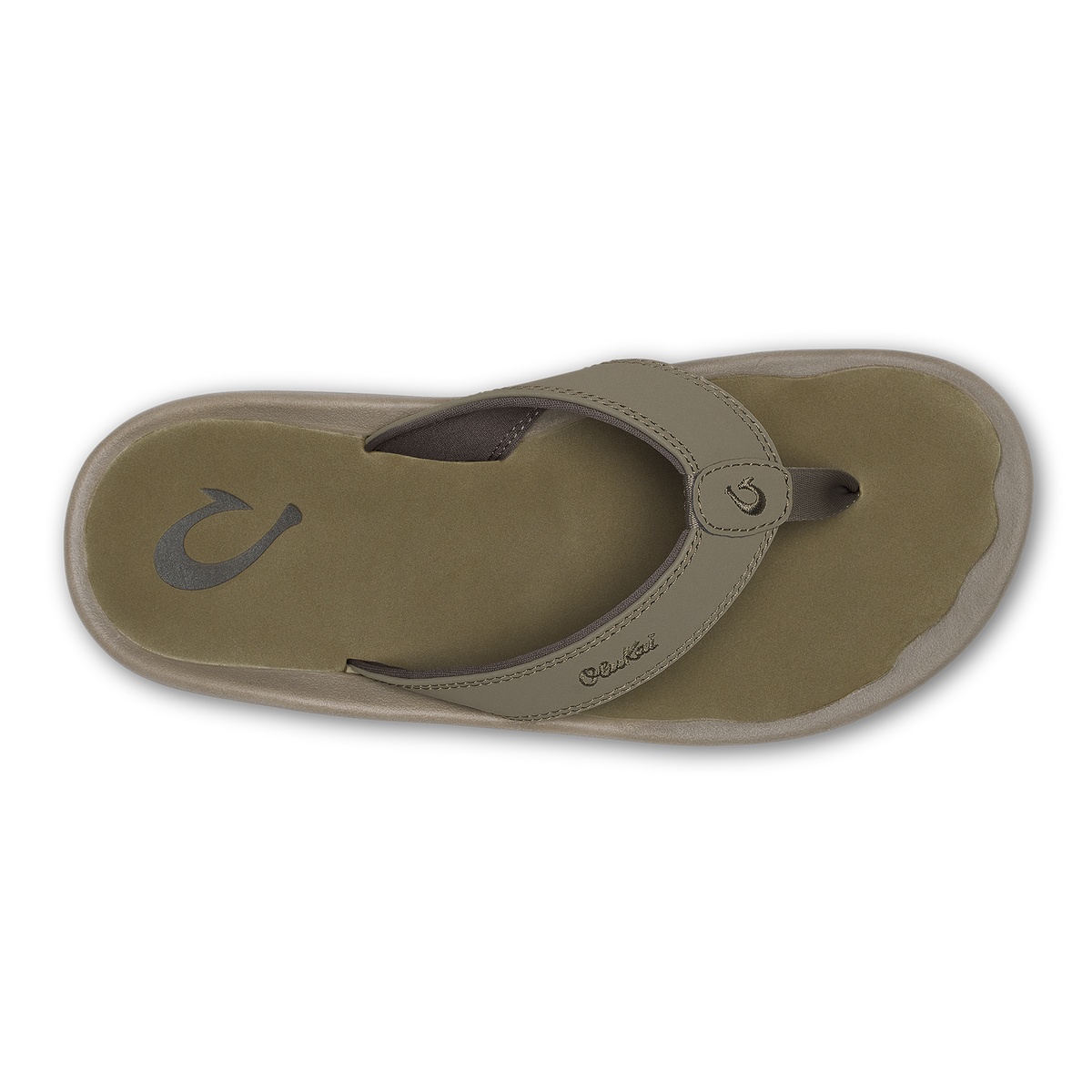 Clay and dark brown thong sandal with cushioned footbed and adjustable toe post strap.