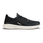 Black mesh running shoe with white sole and OluKai branding on the side.